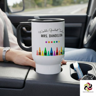 Regenboogkrijtjes Werelds Beste Leraar Koffie Reisbeker