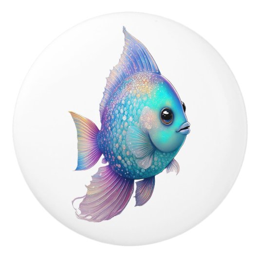 regenboogkristalvis keramische knop (Voorkant)