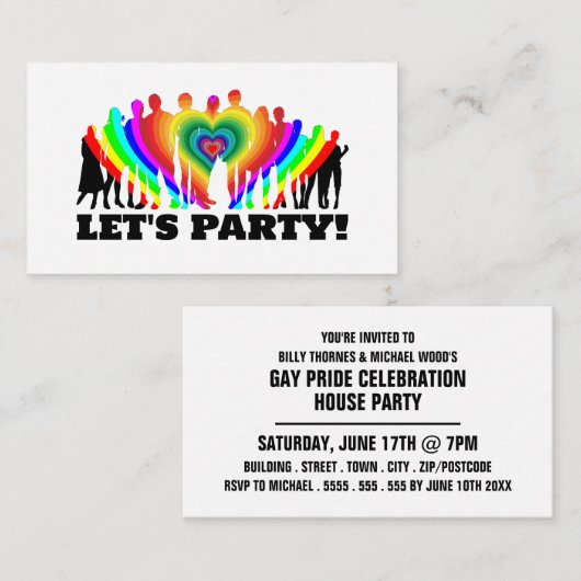 Regenboogkroes, Gay Pride Celebration nodigt Kaart (Voorkant / Achterkant)
