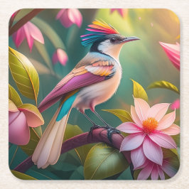 Regenboogkruin Jay Fantasie Vogel Kartonnen Onderzetters