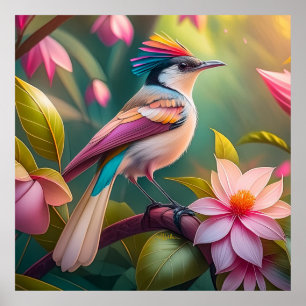 Regenboogkruin Jay Fantasie Vogel Poster