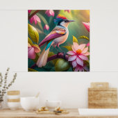 Regenboogkruin Jay Fantasie Vogel Poster (Keuken)