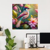 Regenboogkruin Jay Fantasie Vogel Poster (Thuiskantoor)