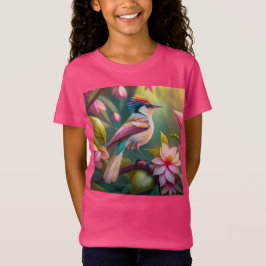 Regenboogkruin Jay Fantasie Vogel T-shirt