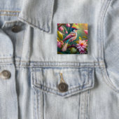 Regenboogkruin Jay Fantasie Vogel Vierkante Button 5,1 Cm (In situ)