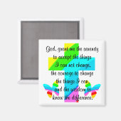 REGENBOOGKRUIS EN VLINDER SERENITEIT GEBED ONTWERP MAGNEET (Voorkant / Achterkant)