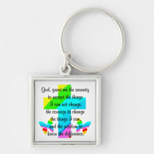 REGENBOOGKRUIS EN VLINDER SERENITEIT GEBED ONTWERP SLEUTELHANGER