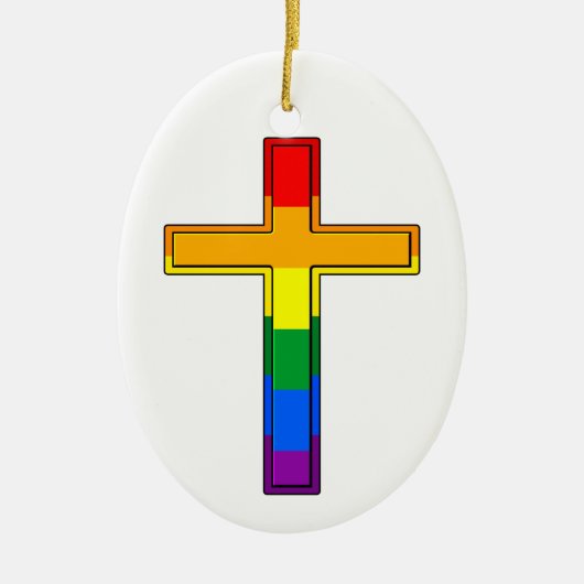 Regenboogkruis Keramisch Ornament (Voorkant)