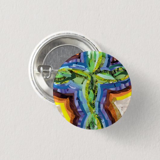 Regenboogkruis Ronde Button 3,2 Cm (Voorkant /achterkant)