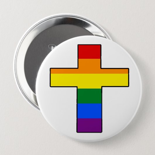Regenboogkruis Ronde Button 4,0 Cm (Voorkant /achterkant)