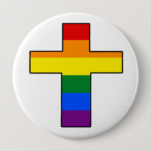 Regenboogkruis Ronde Button 4,0 Cm