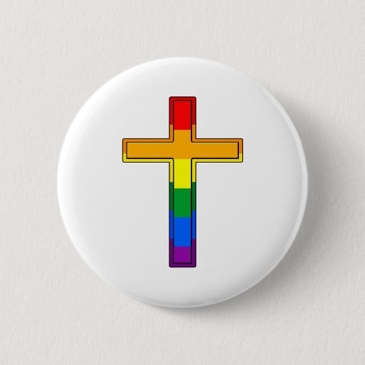 Regenboogkruis Ronde Button 5,7 Cm (Voorkant)