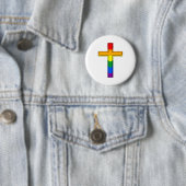 Regenboogkruis Ronde Button 5,7 Cm (In situ)