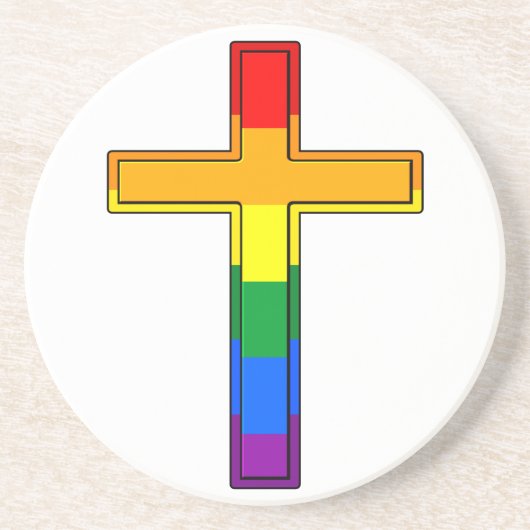 Regenboogkruis Zandsteen Onderzetter (Voorkant)