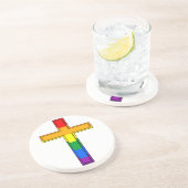 Regenboogkruis Zandsteen Onderzetter (Zijkant)