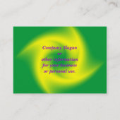 Regenboogkunst: Geel groen Visitekaartje (Achterkant)