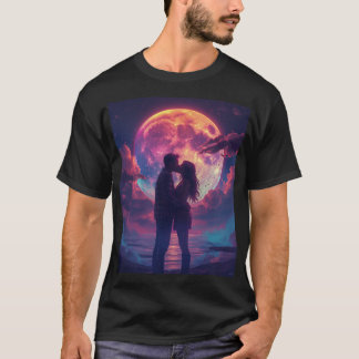 Regenboogkus onder maanlicht t-shirt