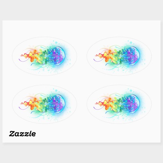 Regenboogkwal Ovale Sticker (Vel)