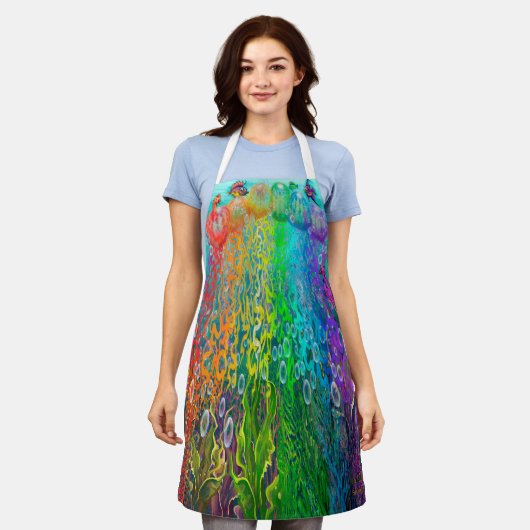 Regenboogkwal Schort (Gedragen)