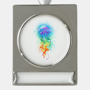 Regenboogkwal Verzilverd Banner Ornament