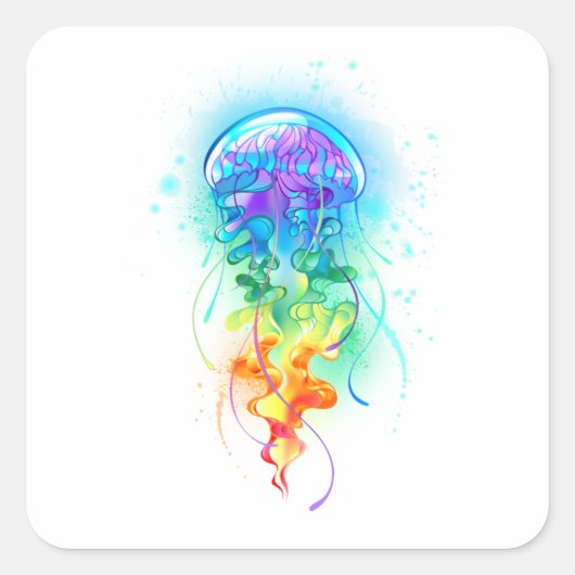 Regenboogkwal Vierkante Sticker (Voorkant)