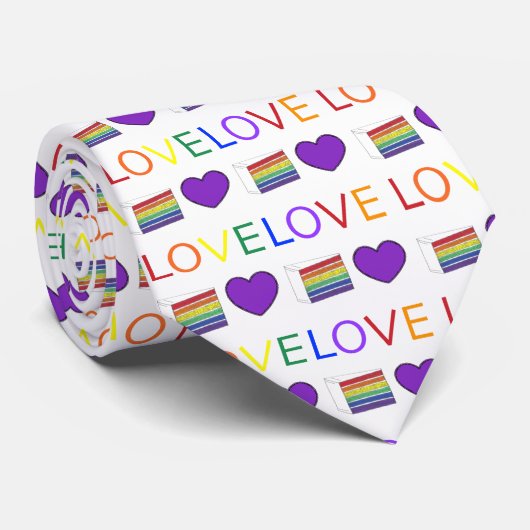 Regenbooglaag Cake Paars Heart LOVE Pride Stropdas (Opgerold)
