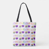 Regenbooglaag Cake Paars Heart LOVE Pride Tas (Achterkant)