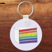 Regenbooglaag Cake Slice Gay Pride Wedding LGBT Sleutelhanger (Voorkant)