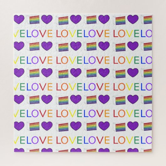 Regenbooglaag Plak LGBT Gay Pride LOVE Heart Legpuzzel (Verticaal)