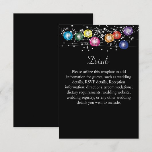 Regenbooglantaarns Lesbisch Homohuwelijk Details Z RSVP Kaartje (Voorkant / Achterkant)