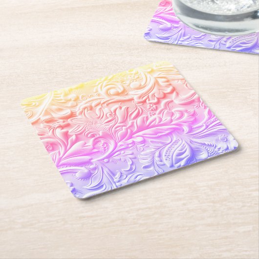  regenboogleer kartonnen onderzetters (Schuin)