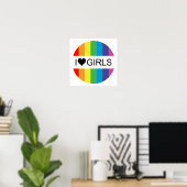 Regenboogliefde. Ik hartmeisjes. Poster (Thuiskantoor)