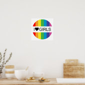 Regenboogliefde. Ik hartmeisjes. Poster (Keuken)