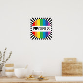 Regenboogliefde. Ik hartmeisjes. Poster (Keuken)