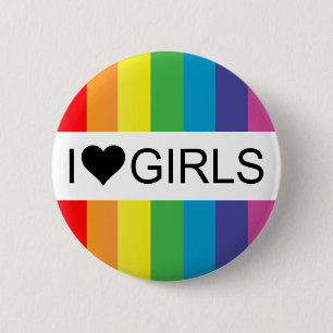 Regenboogliefde. Ik hartmeisjes. Ronde Button 5,7 Cm