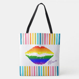 Regenboogliften en strips tote bag