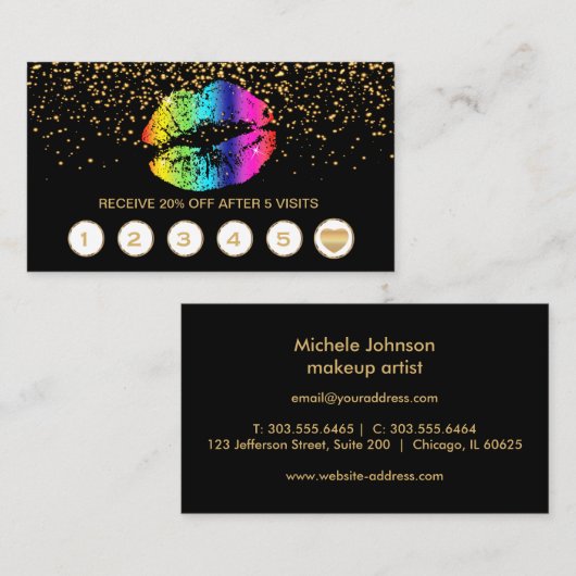 Regenboogliften, met een zwarte kaart klantenkaartje (Voorkant / Achterkant)