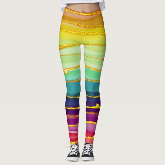 Regenbooglijnen: abstracte luxesamenstelling. leggings (Voorkant)