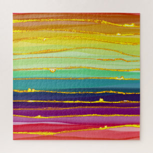 Regenbooglijnen: abstracte luxesamenstelling. legpuzzel