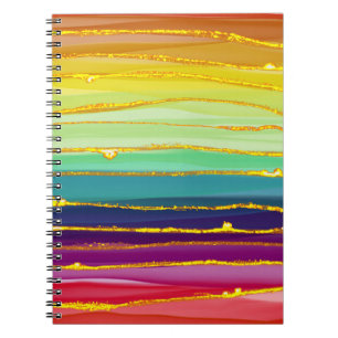 Regenbooglijnen: abstracte luxesamenstelling. notitieboek