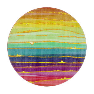 Regenbooglijnen: abstracte luxesamenstelling. snijplank