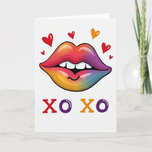Regenbooglippen Xo Xo Liefdeskaart Kaart