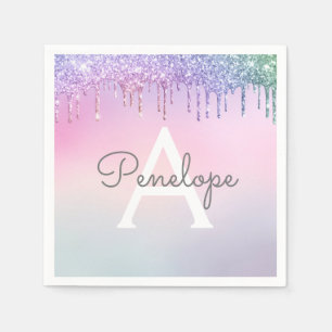 Regenboogliter met gloed en monogram servet