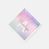 Regenboogliter met gloed en monogram servet (Hoek)