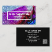 *~* Regenbooglitter Glitz Glam Luxe QR Visitekaartje (Voorkant / Achterkant)