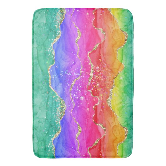 Regenbooglitter Gold Agate Badmat (Voorkant Verticaal)