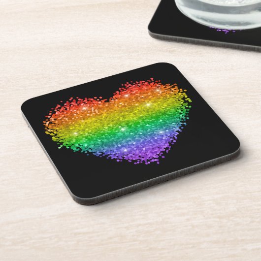 regenbooglitter hart bier onderzetter (Linkerzijde)