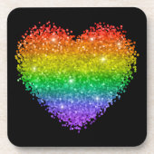 regenbooglitter hart bier onderzetter (Voorkant)