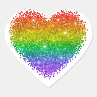 regenbooglitter hart hart sticker