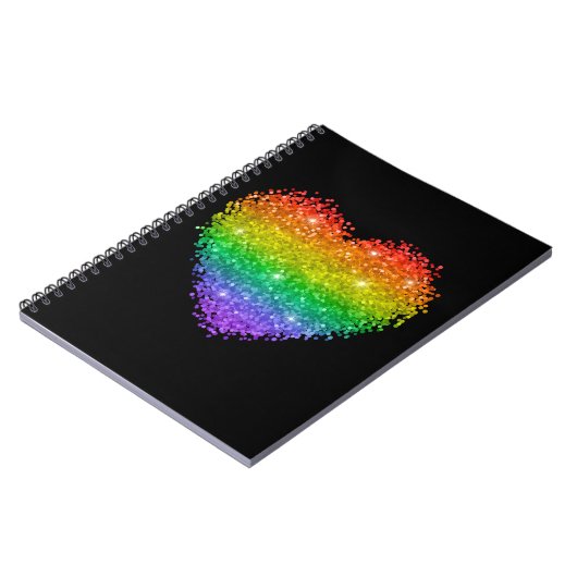 regenbooglitter hart notitieboek (Linkerzijde)